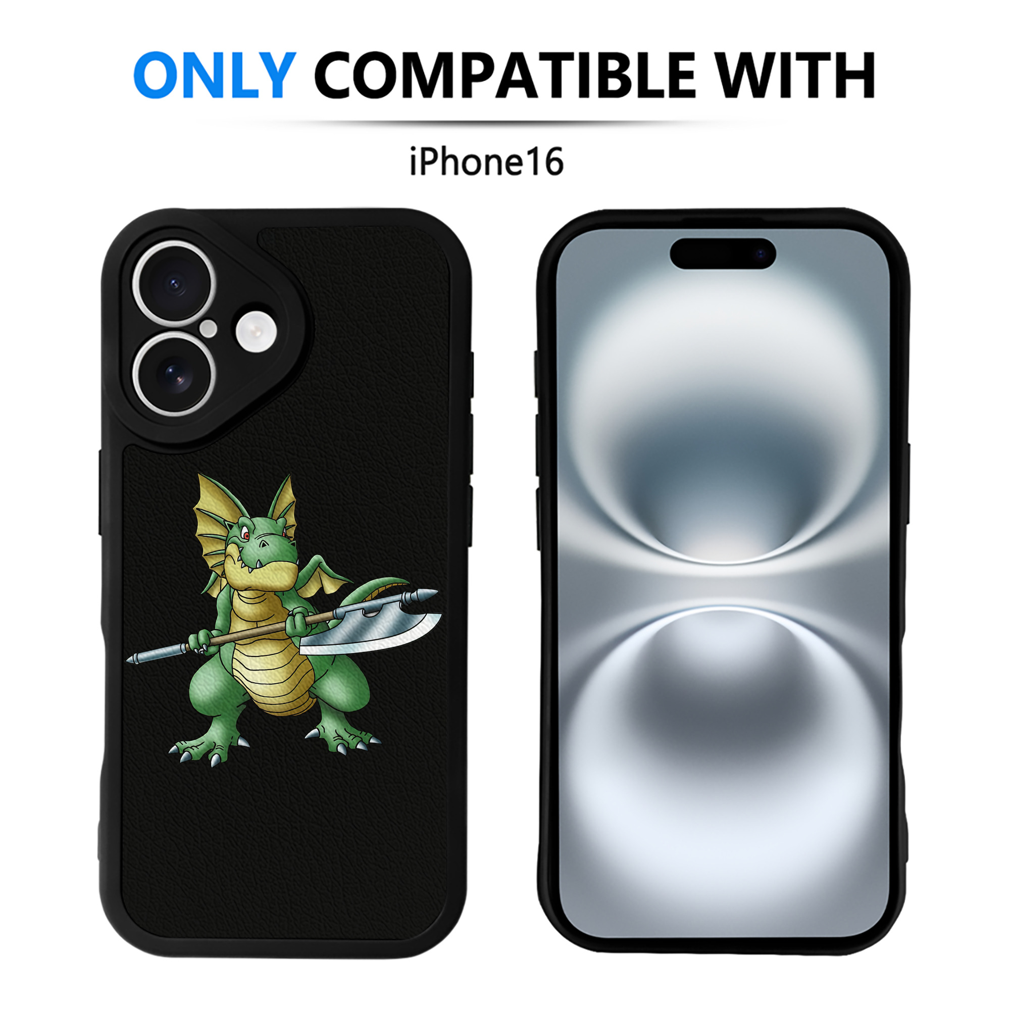（画像用） ドラゴンクエスト Doragon Kuesuto Dragon Quest 【iPhone 16シリーズ対応】シリコンスマホケース（レザー調） 材質：シリコン